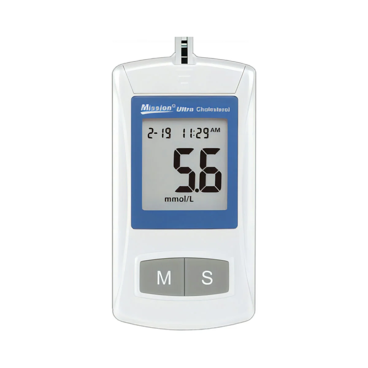 White and blue Mission Ultra total cholesterol meter
