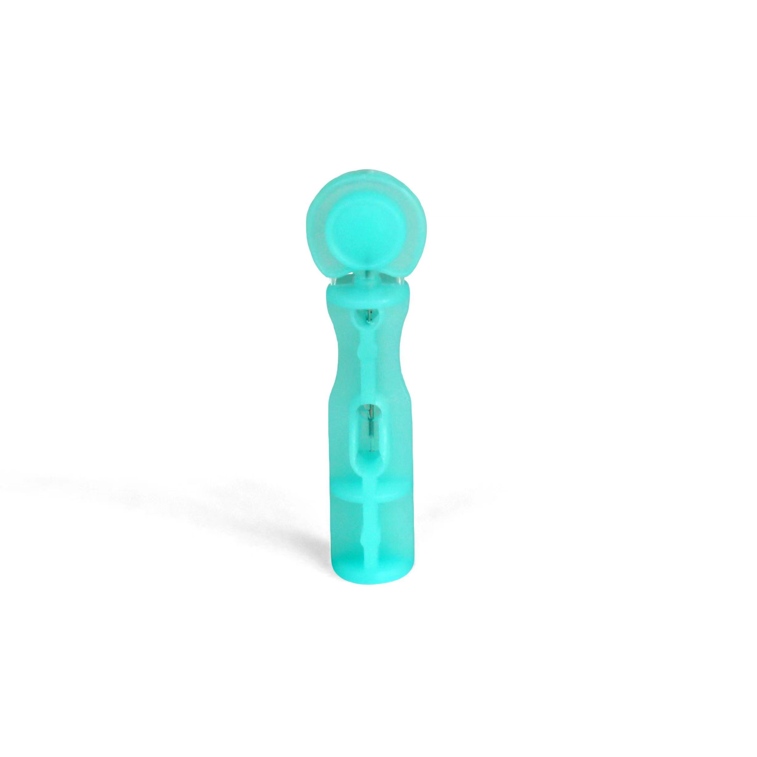 Turquoise twist lancet with a round protective cap